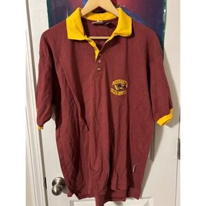 Minnesota Golden Gophers Mens Large Burgundy Yellow Collared Polo Shirt 90s